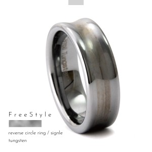 リング 指輪 タングステン 金属アレルギー アレルギーフリー 逆甲丸 へこみ 刻印 名入れ 指輪 シルバー Free style ダイヤの次に硬い金属