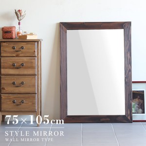 壁掛け鏡 木枠鏡 ミラー 木製 ウォールミラー 西海岸風 インテリア おしゃれ ウッドミラー style WM6090 ▽
