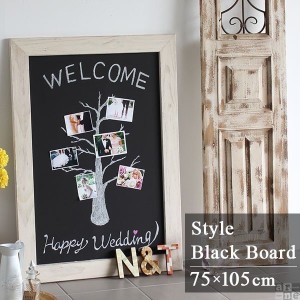 黒板 ブラックボード ウェルカムボード 結婚式 ウェディング メニュー表 壁掛け アンティーク 木枠 おしゃれ STYLE BB6090 WH ▽