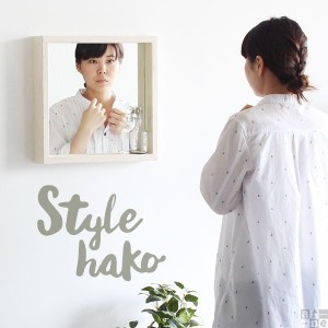 ミラー 鏡 西海岸 ウッド 壁掛けミラー ウォールミラー 洗面 木枠鏡 壁掛け鏡 木 STYLE hako4242 ホワイト arne ▽