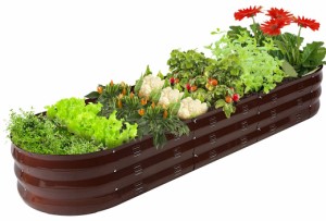 GADI ガーデンベッドキット 野菜 花 亜鉛メッキ 金属 プランター ボックス DIY と クリーニングが簡単  (ブラウン)