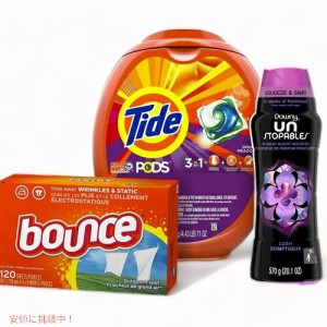 洗濯用品 3点セット 洗剤/柔軟剤シート/加香剤 タイド バウンス ダウニー Tide Bounce Downy