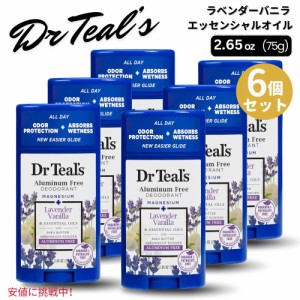 6個セット Dr Teals ドクターティールズ Aluminum Free Deodorant 75g アルミニウムフリー デオドラント エッセンシャルオイル入り ラベ