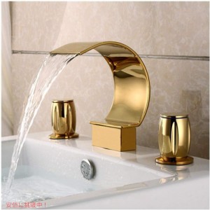 エレガントな滝 Sprinkle Elegant Waterfall ダブルハンドル バスルーム シンク蛇口 アークを描く Double Handle Bathroom Sink Faucet A
