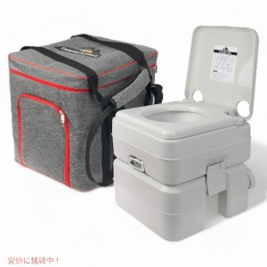 キャリーバッグ付きポータブル 5.3ガロンキャンピングトイレ 50回洗浄、取り外し可能タンク Portable Camping Toilet