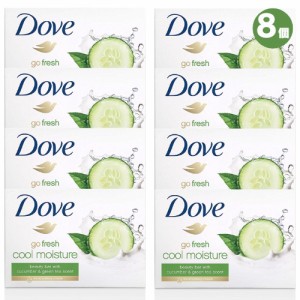 Dove ダヴ 顔・身体用 石鹸 106g 8個 キュウリ＆緑茶の香り 固形石鹸 ボディソープ 洗顔 Go Fresh Soap Bar