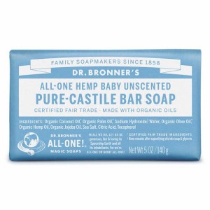 ドクターブロナー マジックソープバー 無香料 140g Dr. Bronner’s カスティール石鹸 固形石けん バーソープ Castile Bar Soap 5oz