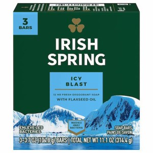 Irish Spring Bar Soap for Men, Icy Blast Deodorant Bar Soap, 3.7 Oz, 3 Pack / アイリッシュスプリング デオドラントソープ 男性用 [