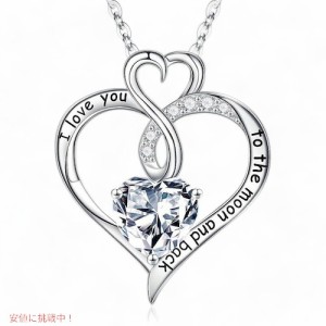 925 スターリングシルバー ラブハート 誕生石 ネックレス 04-Apr-Natural White Topaz  4月の誕生石