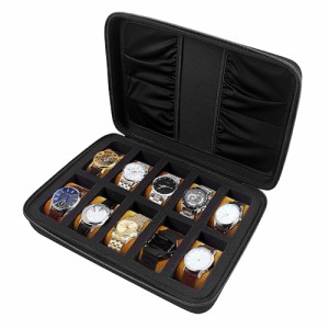 10スロット 腕時計ボックス オーガナイザー メンズ 腕時計ディスプレイ 収納ケース 最大42mmのすべての腕時計とスマートウォッチに対応 W