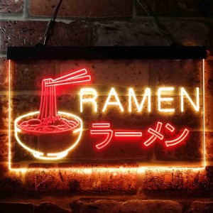 ラーメン屋さんネオンサイン レッド＆イエロー ディスプレイ LED 約30cm×約20cm（12 x 8インチ） LED Neon Sign