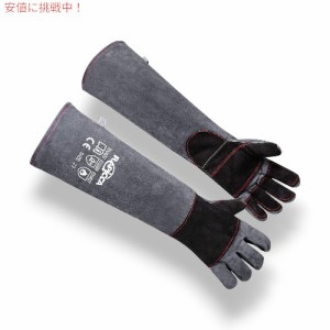 RAPICCA 動物取り扱い手袋 咬傷防止強化レザーパッド 22 インチ[グレーブラック] Animal Handling Gloves Bite Proof