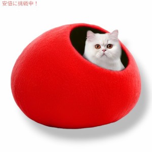 Woolygon ウーリゴン プレミアム ウール キャット ケイブ ベッド Premium Wool Cat Cave Bed - 室内猫と子猫用 [Red]
