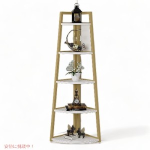 Tribesigns トライブサイン 5段 コーナー 本棚 ラダーシェルフ インテリア  [ゴールド] 5 Tier Corner Shelf (Gold)