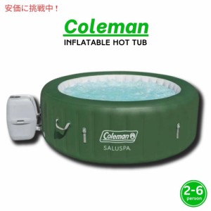 Coleman SaluSpa 6人用ラウンドポータブルインフレータブル屋外ホットタブスパ 140のエアージェット カバー およびポンプ グリーン Infla