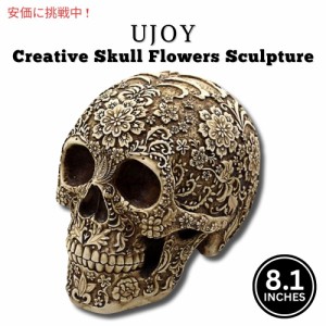 クリエイティブ スカル フラワー 彫刻 人間の頭蓋骨 スタチュー コレクタブル ハロウィンの装飾 Skull Flowers Sculpture