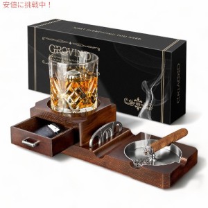 グロヴィン Grovind ウイスキー Whiskey グラス Glass トレイ＆木製灰皿  Tray and Wooden Ash Tray