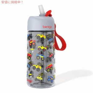 Bentgo ベントゴー キッズウォーターボトル 443ml 15oz [トラック] BPAフリー キッズ プリント 漏れ防止 Kids Water Bottle Trucks