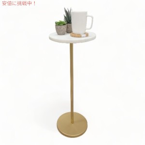 ボンベイ Bombay エレガント 大理石 サイドテーブル ラウンド ゴールド 10 x 26インチ Elegant Marble Side Table Round