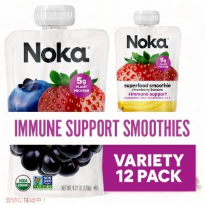 ノカ スーパーフード スムージー パウチ 2種類 120g 12個セット / Noka Superfood Fruit Smoothie Pouches Strawberry Banana & Super Be