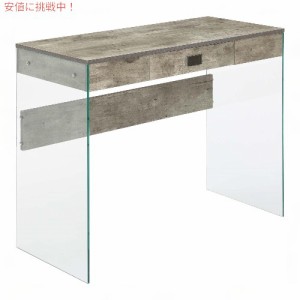 Convenience Concepts ソーホー 引き出し付き ガラス 36インチ デスク [人工バーチ材/ガラス] SoHo 1 Drawer Glass 36 inch Desk Faux Bi