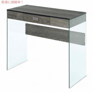 Convenience Concepts ソーホー 引き出し付き ガラス 36インチ デスク [ウェザードグレー/ガラス] SoHo 1 Drawer Glass 36 inch Desk Wea