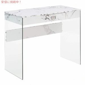 Convenience Concepts ソーホー 引き出し付き ガラス 36インチ デスク [ホワイト人工大理石/ガラス] SoHo 1 Drawer Glass 36 inch Desk W