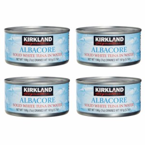 【4個セット】Costco Kirkland Signature コストコ カークランドシグネチャー 上質なホワイトツナ(水煮缶) 固体状 4缶x198g (7oz) Solid 