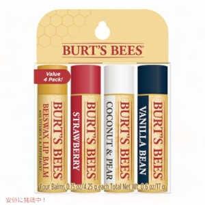 Burt’s Bees 100% Natural Origin Moisturizing Lip Balm, [Best of Burt’s] Multipack 4 Tubes / バーツビーズ 100％ナチュラル リッ