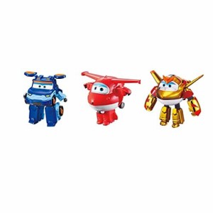 Super Wings - 5インチ 変形 3個パック スーパーチャージャー ジェット、ゴールデンボーイ & レオ アクションフィギュア