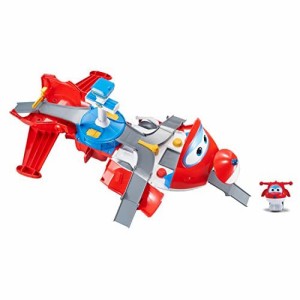 Super Wings ジェットのテイクオフタワー 2-in-1 プレイセット 2インチのJett ミニフィギュア 変身ロボット付き 