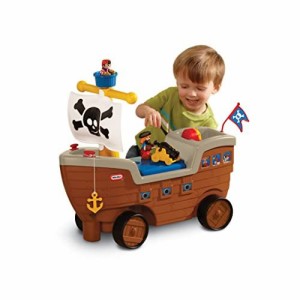 Little Tikes 2-in-1 海賊船のおもちゃ - 車輪付きの子供用乗用ボート、座席下の収納とフィギュア付きプレイセット