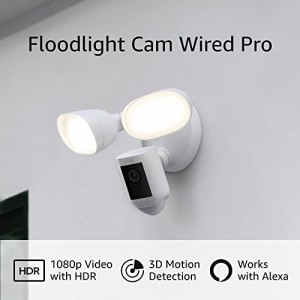 Ring Floodlight Cam Wired Pro 鳥瞰図と 3D モーション検出機能付き ホワイト