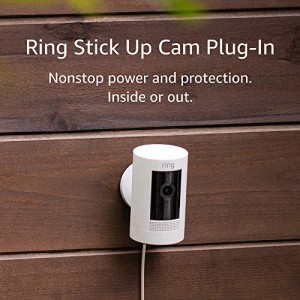 Ring リング スティック アップ カム プラグイン HD セキュリティ カメラ、双方向通話、Alexa と連携 - ホワイト