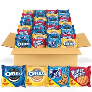 OREO オリジナル、OREO ゴールデン、CHIPS AHOY! and Nutter バター クッキー スナック バラエティ パック、56スナック パック (1パック