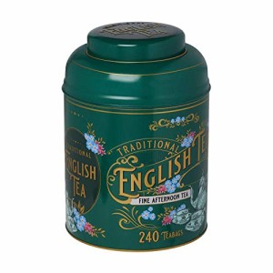 New English Teas ビンテージ ビクトリアン ラウンド ティー キャディ 240イングリッシュ ティーバッグ (ボトル グリーン)