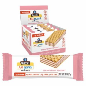 Rip Van AM YUM ストロベリーヨーグルト - ケト スナック 低炭水化物 & 低糖 (1g) - 低カロリー  - 16 個