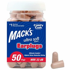 Mack’s ウルトラ ソフト フォーム イヤープラグ 50 ペア - 33dB 最高 NRR 睡眠 快適な耳栓