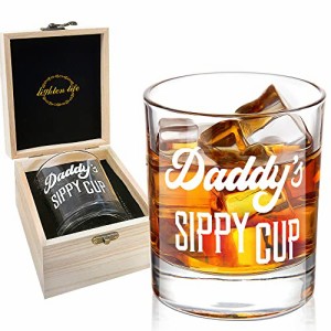 LIGHTEN LIFE Daddy’s Sippy Cup ウィスキーグラス 木製ボックスに入ったお父さんへのギフト  父の日  12オンス