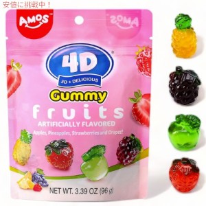 AMOS 4D フォーディー グミ フルーツシェイプ Gummy Candy Fruit Shapes 6袋セット