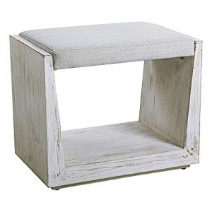 Uttermost カバナ素朴な白塗りの木製の小さなベンチ