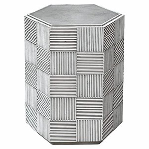 Uttermost Silo18　ワイドグレーとホワイトの六角形アクセントテーブル