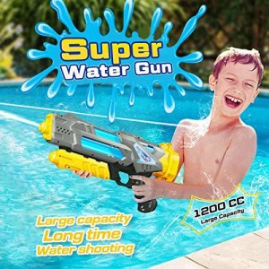 大人の子供のための水鉄砲、2パックのソーカー噴出銃、夏の屋外スイミングプールビーチウォーターファイティングのための1200CC大容量青/