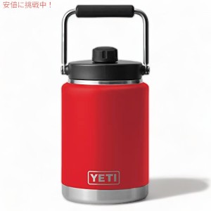 YETI Rambler ハーフガロン水差し、真空断熱、マグキャップ付きステンレススチール　レスキューレッド