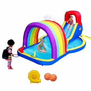 WELLFUNTIME Inflatable Water Park　大型プール  インフレータブル ウォーターパーク 水遊び スライダー すべり台 滑り台 レインボー 虹