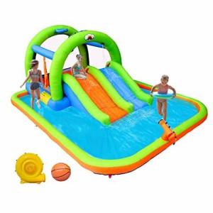 WELLFUNTIME Inflatable Water Park 大型プール 家庭用 インフレータブル ウォーターパーク 水遊び すべり台 ビニールプール ウォーター