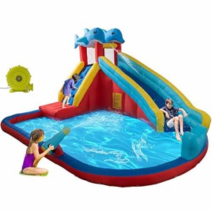 EDOSTORY Inflatable Water Slides Bounce House for Kids 大型プール  インフレータブル ウォーターパーク 水遊び スライダー すべり台 