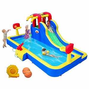 WELLFUNTIME Inflatable Water Park 大型プール 家庭用 深いプール インフレータブル ウォーターパーク 水遊び すべり台 ビニールプール 