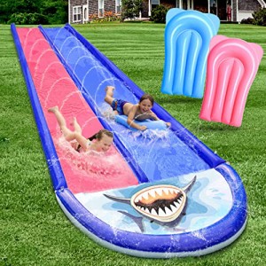 AnanBros Slip Slide Heavy Duty Inflatable Lawn Water Slide　ウォータースライド ボディボード付き 水遊び スライダー 滑る サメ