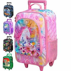 WZLVO 女の子用子供用旅行鞄、かわいいユニコーンローリングホイールスーツケース